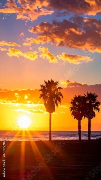 Obraz Golden Sunset Beach Scene.