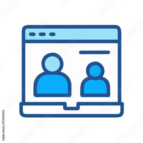 Fototapeta Online collaboration platform icon showcasing user profiles on screen