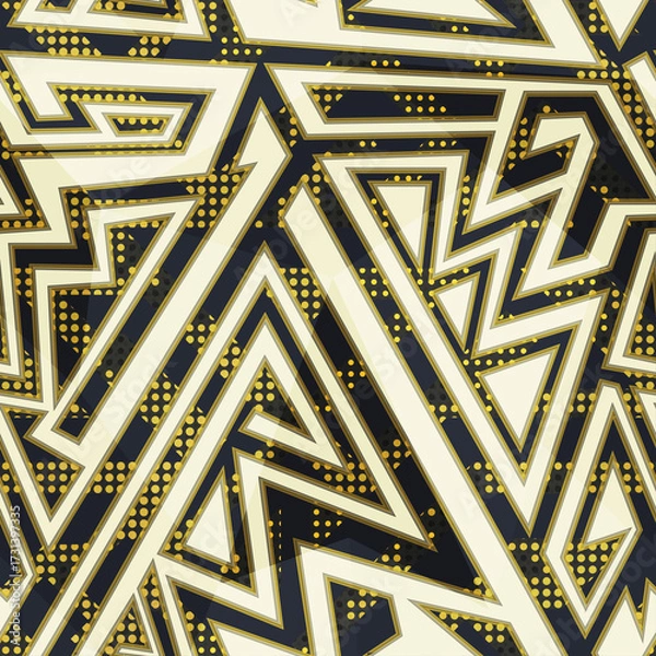 Obraz Gold color geometric seamless pattern