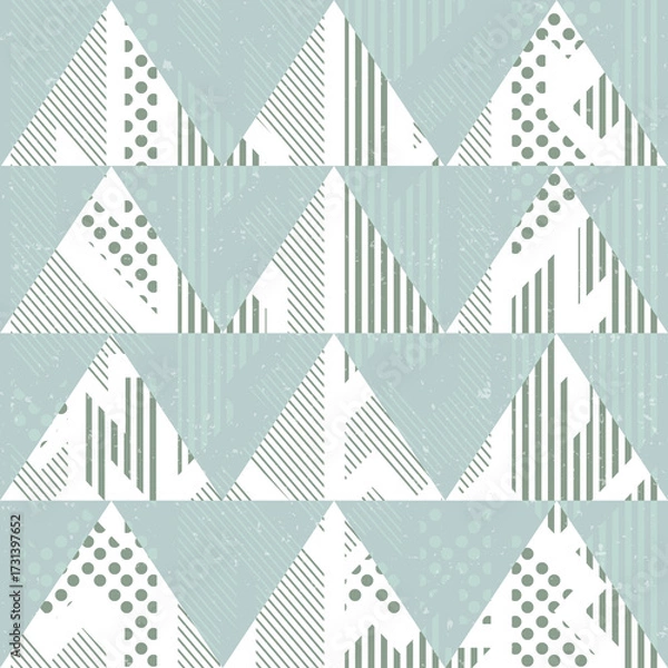 Obraz Vintage blue triangles. Seamless pattern with grunge effect
