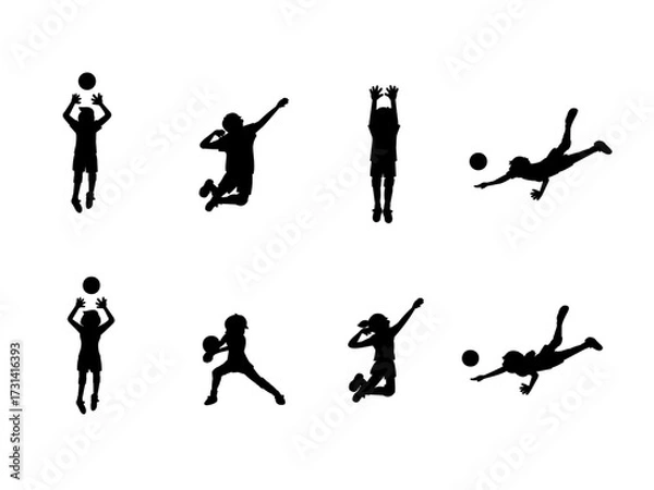 Obraz バレーボール　シルエットイラスト