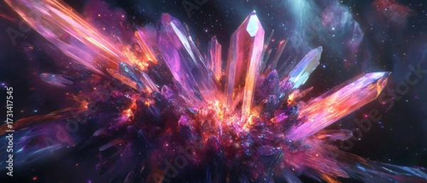 Obraz Abstract Exploding Cosmic Crystals in Outer Space