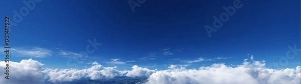 Fototapeta Stunning hdr panoramic view of clouds and sky aerial landscape perspective