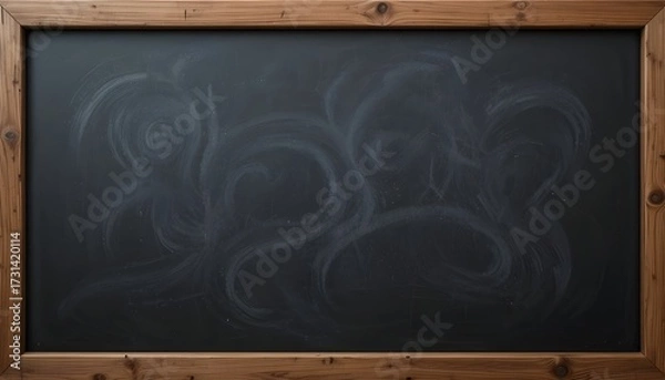 Fototapeta Empty Dark Black Chalkboard Background with Free Space for Custom Text, Message, or Creative Design