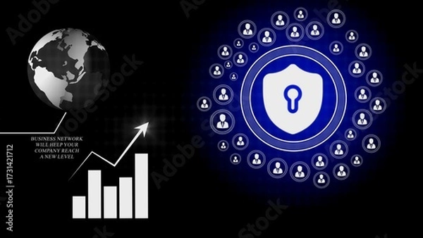 Fototapeta Global business network security and growth chart image