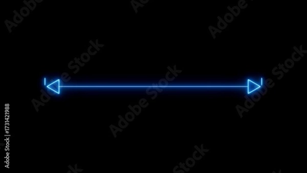Fototapeta Neon Blue Play Button and Rewind Symbol on Black image