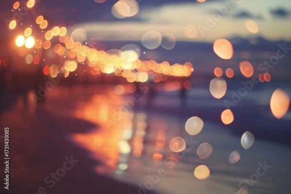 Fototapeta Beach city lighting outdoors.