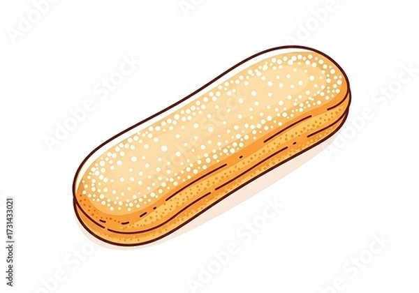 Fototapeta Drawing of Ladyfinger Cookie on White Background