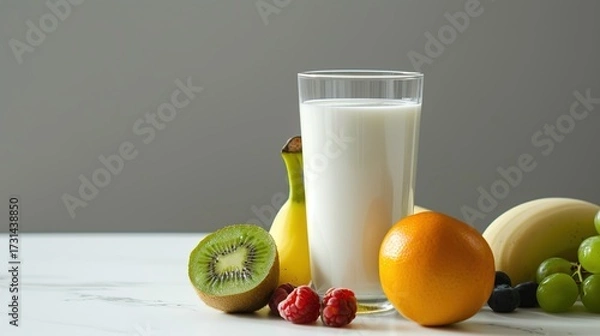 Fototapeta A Warm Breakfast of Fresh Milk Paired With Crispy Toast—Golden-Brown Baked Bread, Smooth Milk, and a Simple Yet Nutritious Morning Meal Perfect for Starting the Day With Energy