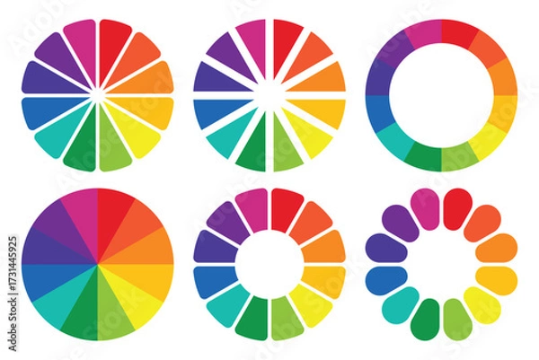 Fototapeta Colorful color wheel charts graphic design elements abstract circles shapes