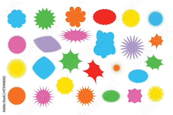 Fototapeta Collection of colorful abstract shapes and splatters for creative design projects
