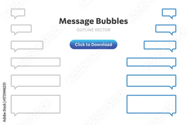 Fototapeta Collection of blank speech bubbles and a chat button for communication design