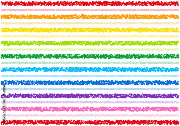 Fototapeta 手描きのクレヨン素材　背景　横ボーダー