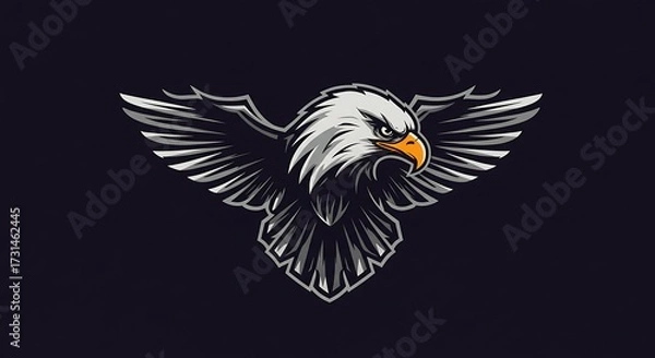 Obraz Soaring eagle illustration with wings outspread against dark background