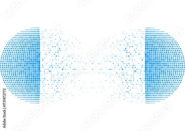 Fototapeta Blue tech halftones dots abstract minimal background. Geometric futuristic vector design