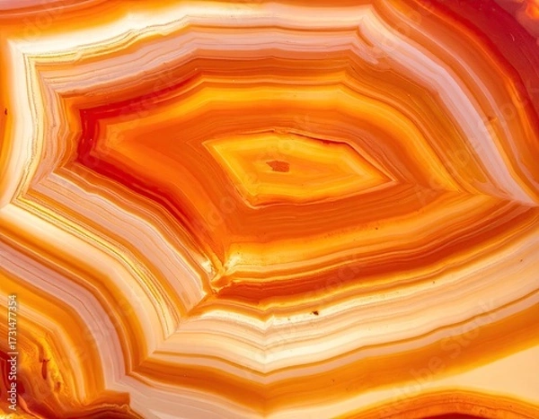 Obraz Agate slice with concentric bands of orange and white