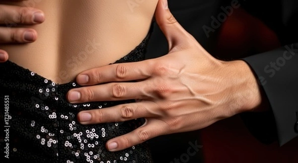 Fototapeta Sensual embrace of a couple in formal attire conveying connection and romantic allure
