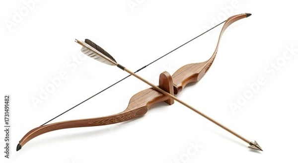 Fototapeta A bow and arrow, isolated on white surface