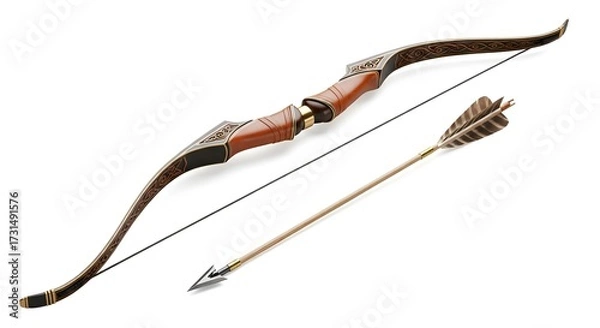 Fototapeta A bow and arrow, isolated on clean background
