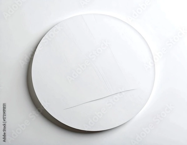 Obraz A large, round, white disc with light, diagonal brushstrokes