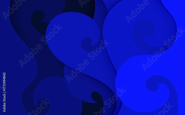 Fototapeta Abstract blue floral background with glowing bubbles and colorful light design