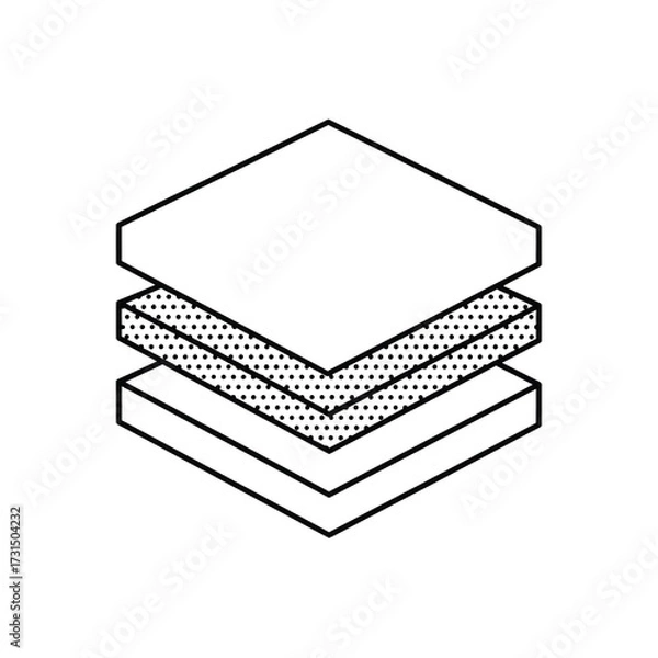 Fototapeta Vector illustration of isometric layered square icon, representing materials or construction layers