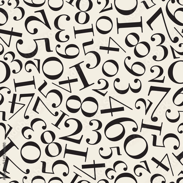 Fototapeta seamless  monochrome number pattern background , circle border