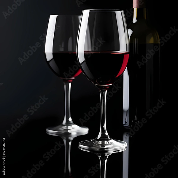 Fototapeta Elegant dark background with wine reflections.