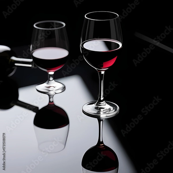 Fototapeta Elegant dark background with wine reflections.