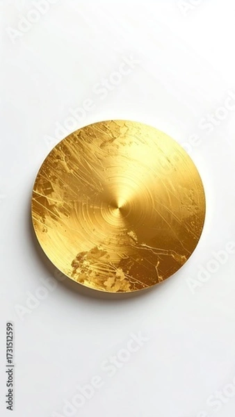 Obraz Golden circular disc with swirling marbled pattern