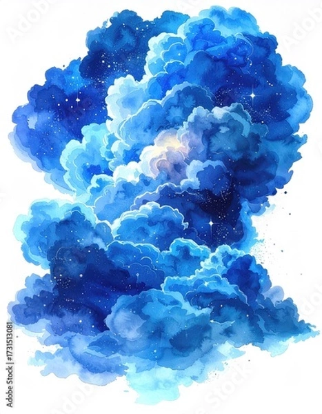 Obraz Abstract, vibrant blue clouds, star-dusted