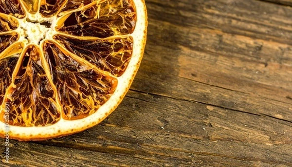 Obraz Dried orange slice on rustic wood