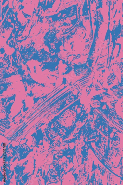 Fototapeta Seamless pattern with pink elements isolated on a blue background. Monochrome abstract texture.