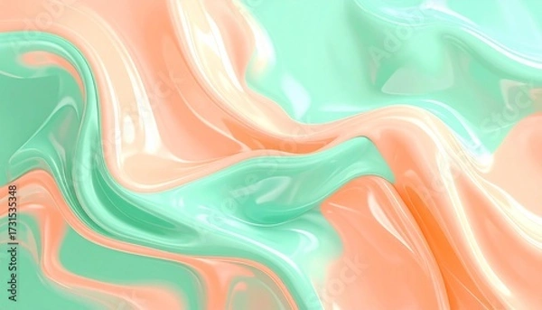 Fototapeta Soft Pastel Gradient Waves Background.