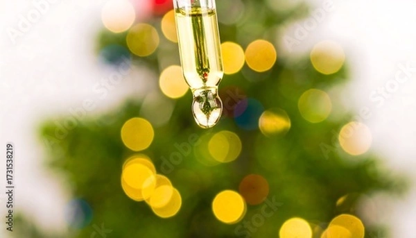Obraz Dropper bottle with Christmas tree bokeh