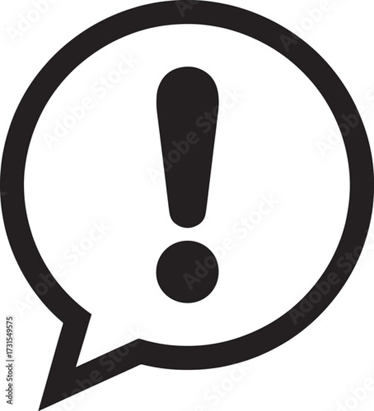 Fototapeta Black exclamation mark inside a speech bubble icon