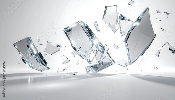 Fototapeta Shattered Glass A Dynamic Representation of Fragmentation and Destruction, Highlighting Sharp Edges
