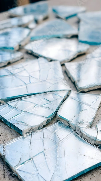 Fototapeta shards randomly arranged with reflective surfaces producing a sharp and modern abstract look