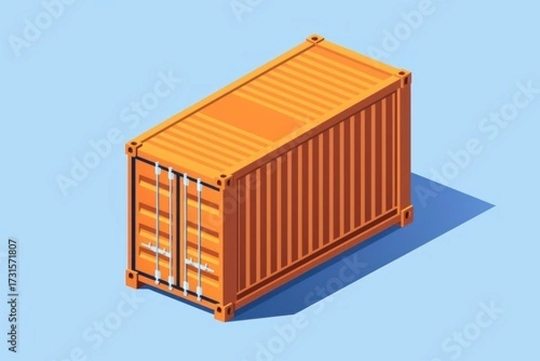 Fototapeta Simple shipping container isolated cargo architecture delivering.