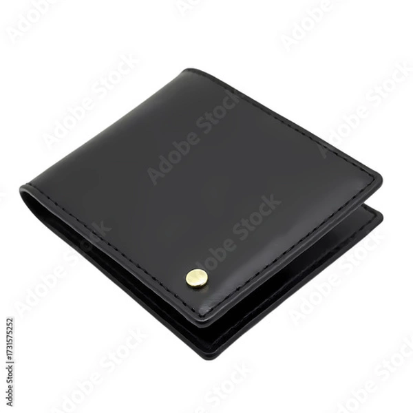 Fototapeta A simple black leather wallet isolated on transparent background