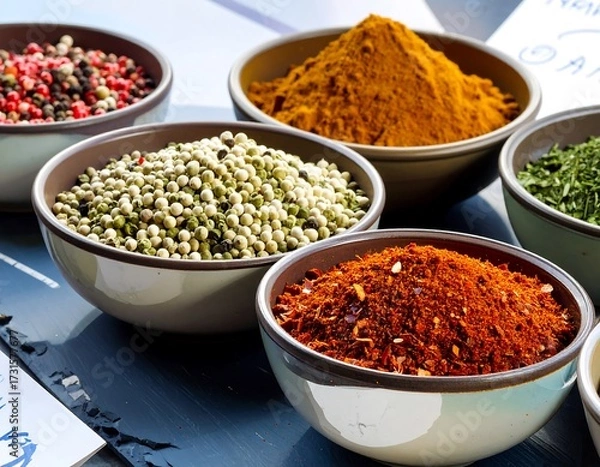 Obraz Assorted spices in bowls