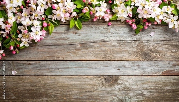 Obraz Spring blossoms on weathered wood