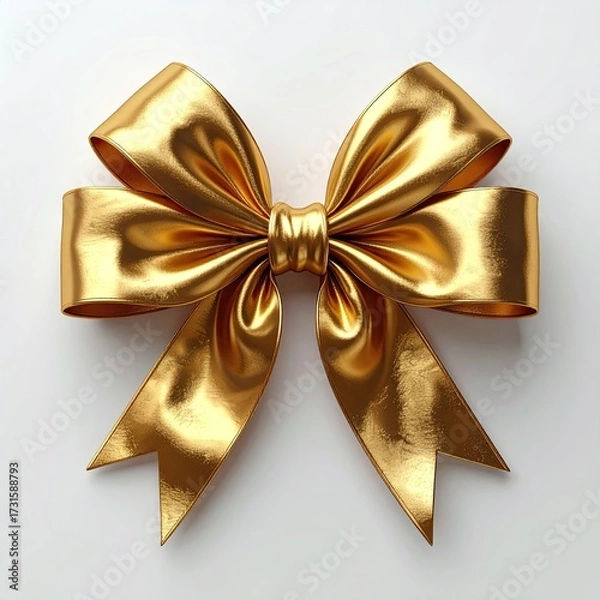 Obraz Golden ribbon bow, glossy and elegant (1)
