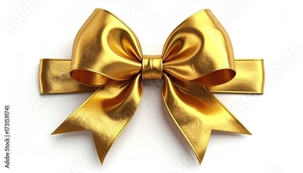 Obraz Gold ribbon bow, glossy, gift wrap