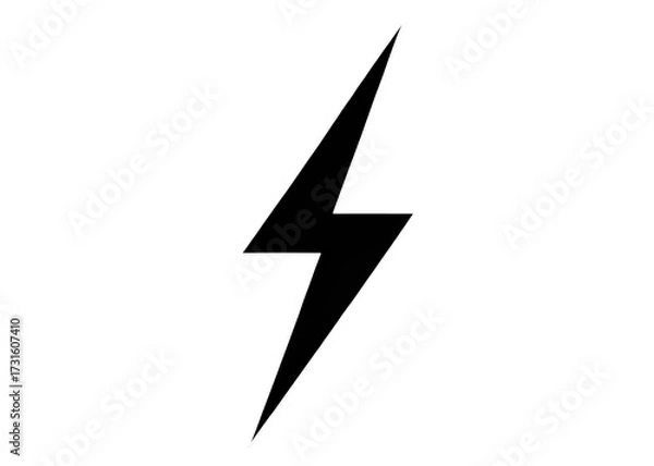 Fototapeta A simple, bold, black lightning bolt icon on a transparent background. background removed