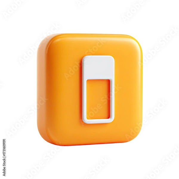 Obraz Glossy orange square button featuring a white, rectangular toggle switch; 3D rendered