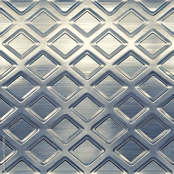 Fototapeta Volumetric geometric pattern with diamond-shaped elements in gray-blue tones. Modern 3D texture with gradient and embossed relief surface
