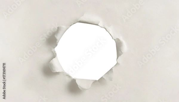Fototapeta hole in white paper on a transprent background PNG horizontal 