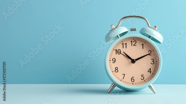 Obraz an alarm clock on a pastel blue background
