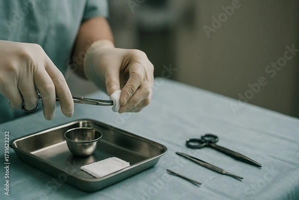 Obraz Focused detail of hands in action—perfect for medical training or hygiene campaign content.